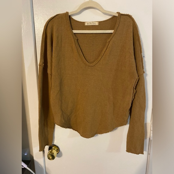 We The Free Tops - We The Free Brownish Mustard Grungy Lagenlook Top Size Medium